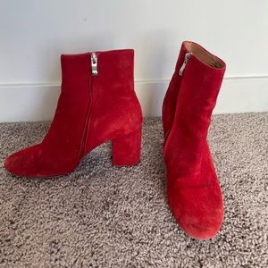 Red suede booties
